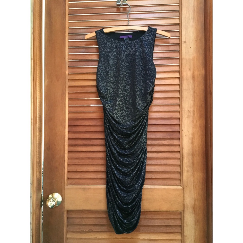 Sexy Black Dress Size Small, Black Bodycon Dress Metallic Silver Leopard Print